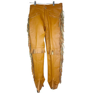Vintage Fringed Leather Calfskin Pants Unfinished Handmade Urban Cowboy/girl